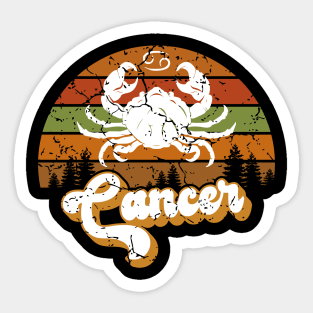 Cancer Zodiac Sign - Distressed Retro Sunset Sticker